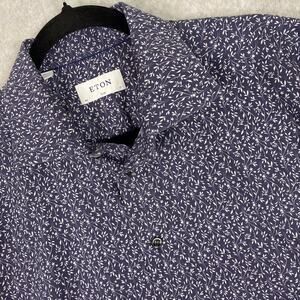 Eton Shirt Mens 43 17 Slim Floral Signature Twill Print Long Sleeve Button Up